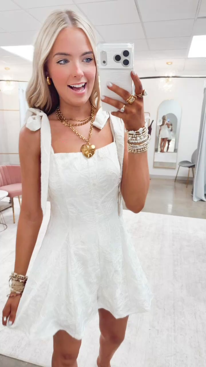 The Geneva Embroidered Romper-Cream