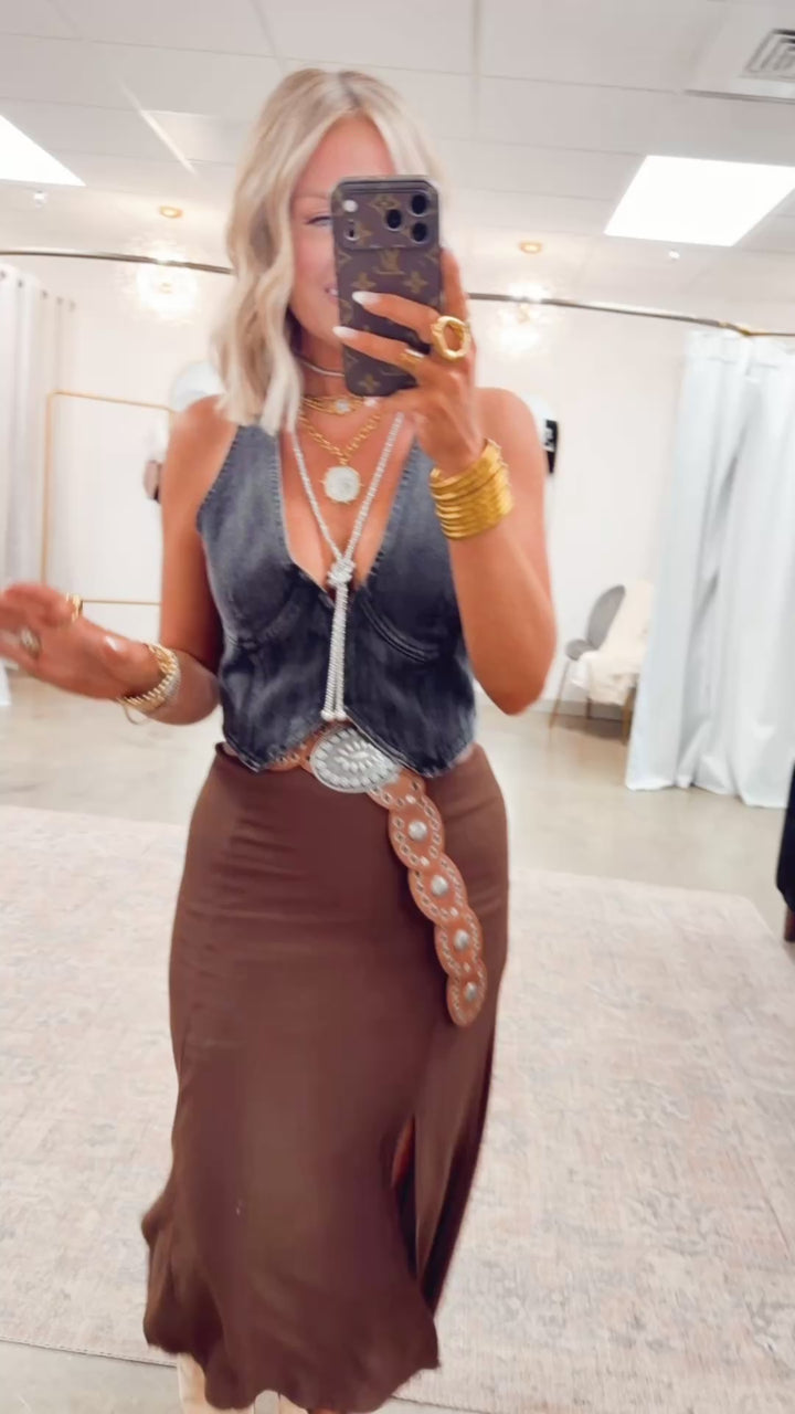 The Marlow Midi Skirt-Brown