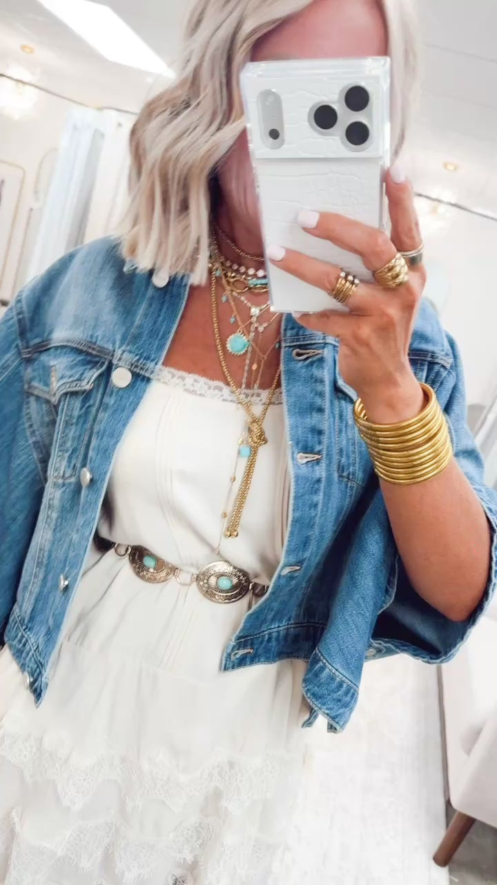 The Denim Drift Poncho Jacket-Medium