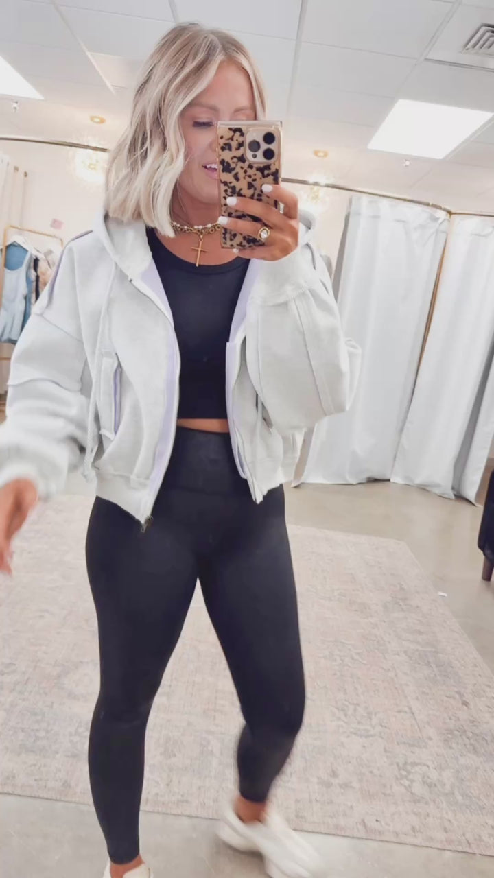 Lilac Seam Oversized Hoodie Jacket