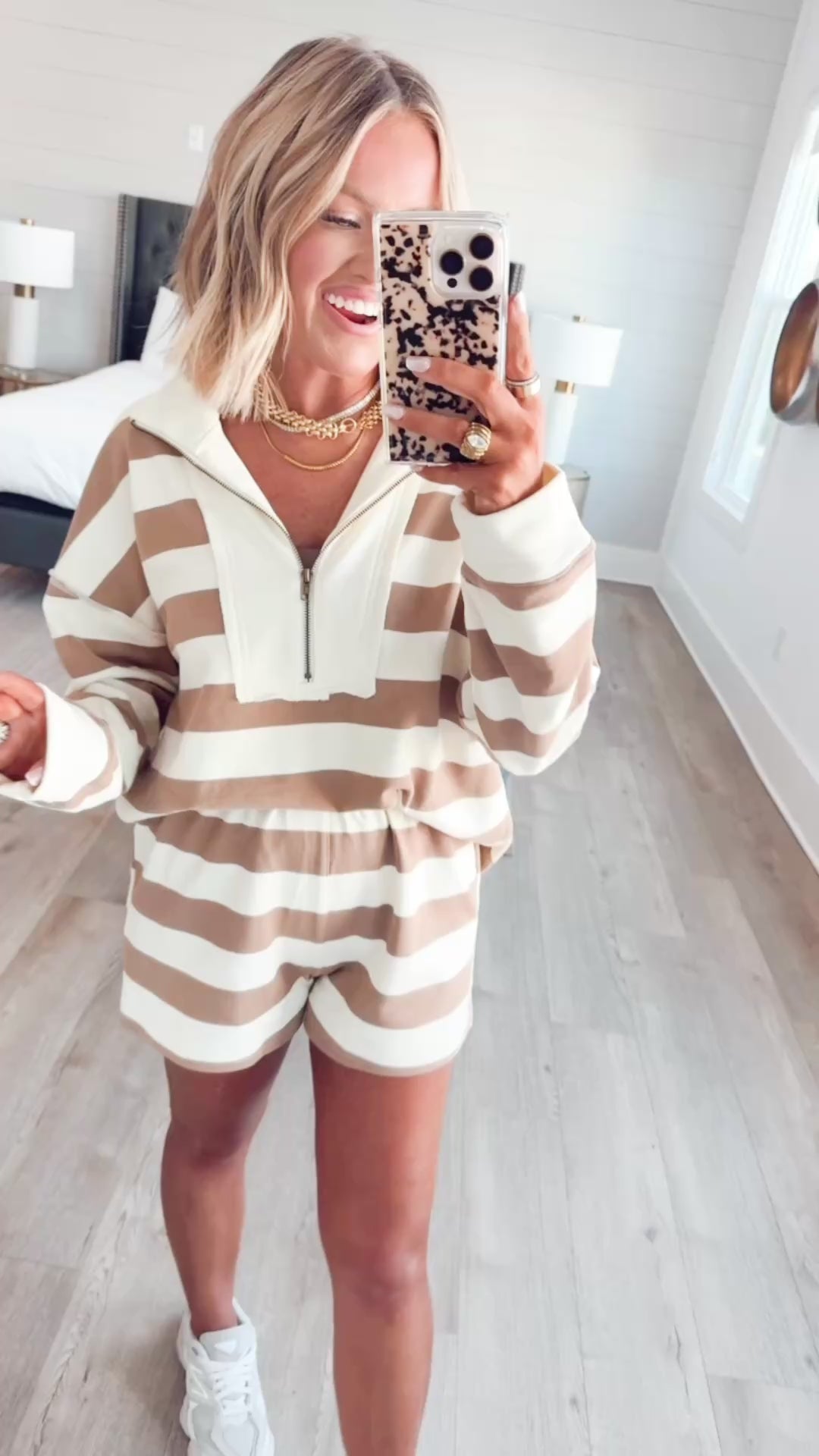 The Everyday Half-Zip Set- Mocha/Cream
