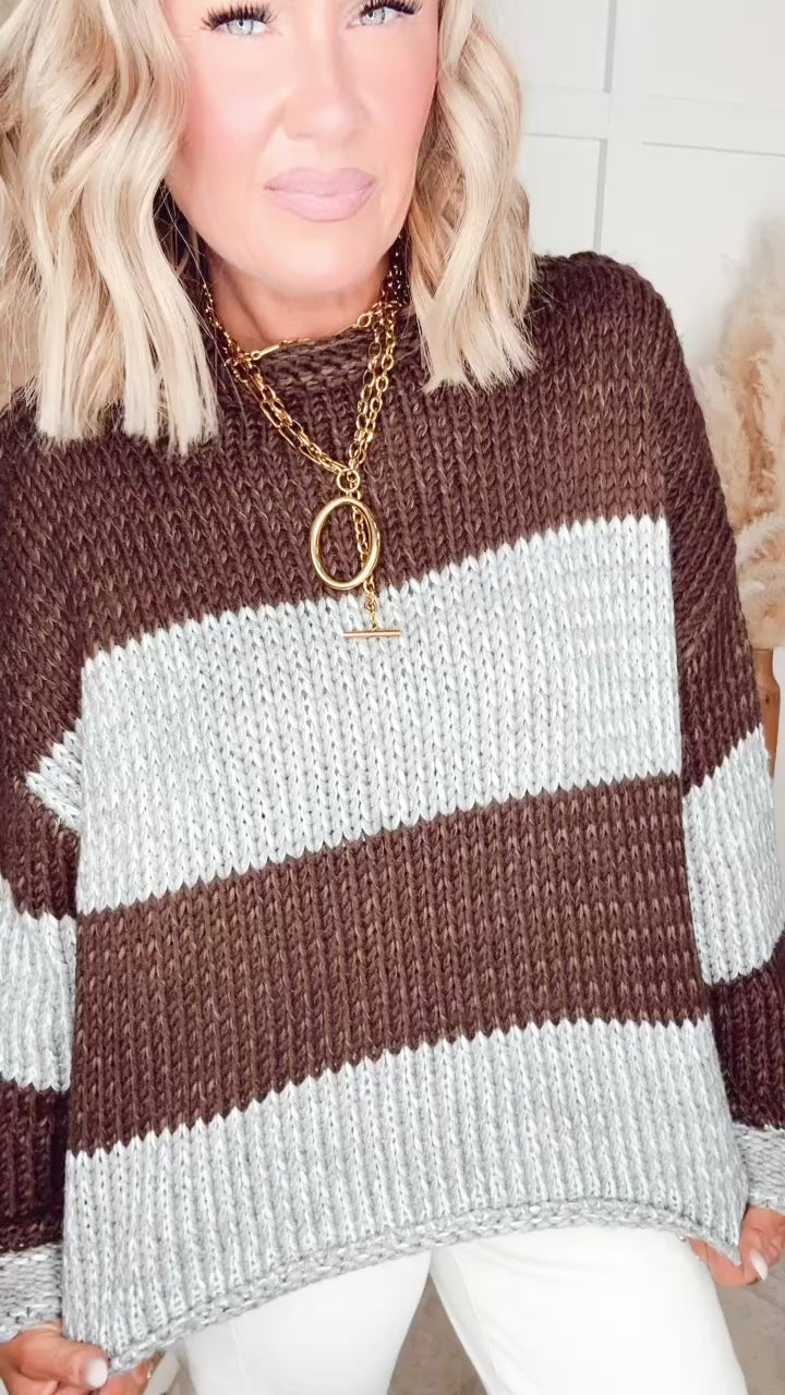 The Westbourne Stripe Sweater-Brown/Blue