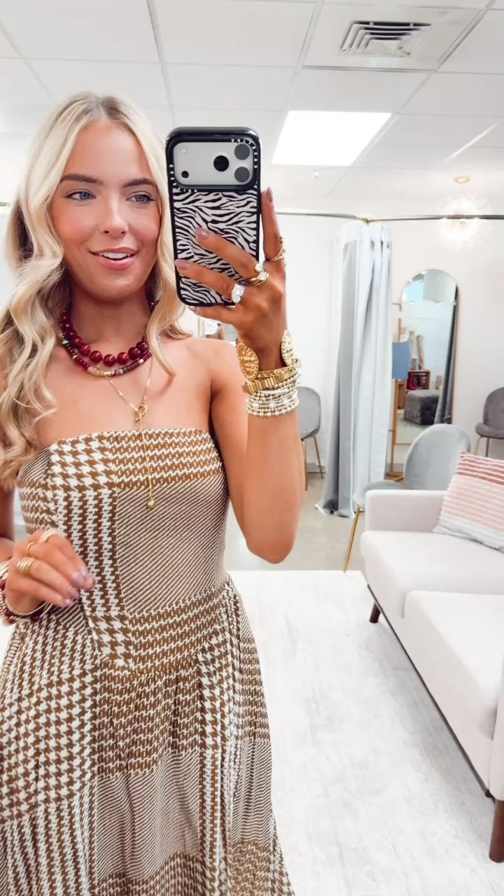 Gingham Print Midi Dress
