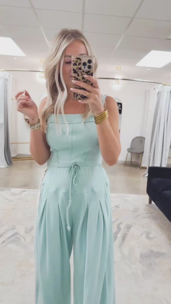 Seaglass Corset Cami & Wide Leg Pants Set