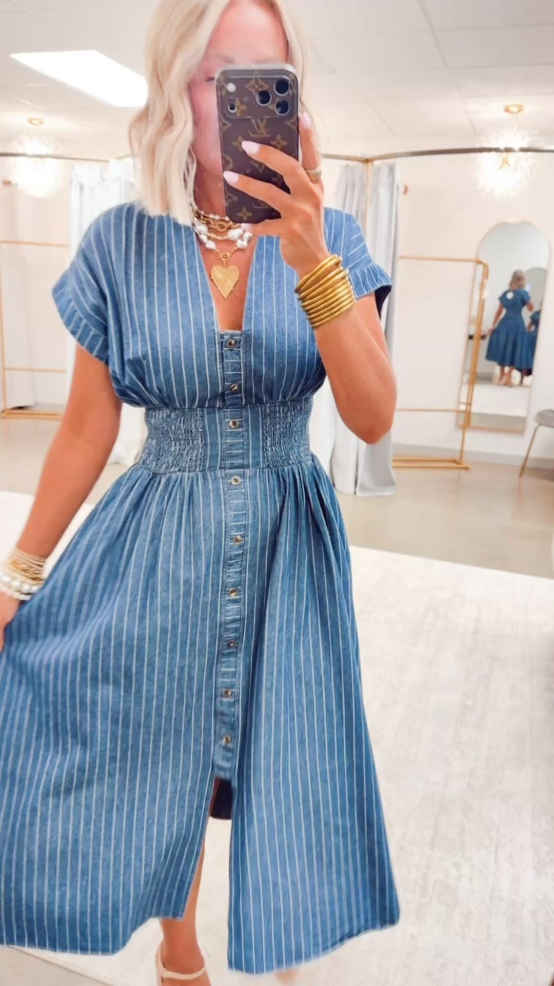 The Della Pinstripe Midi Dress