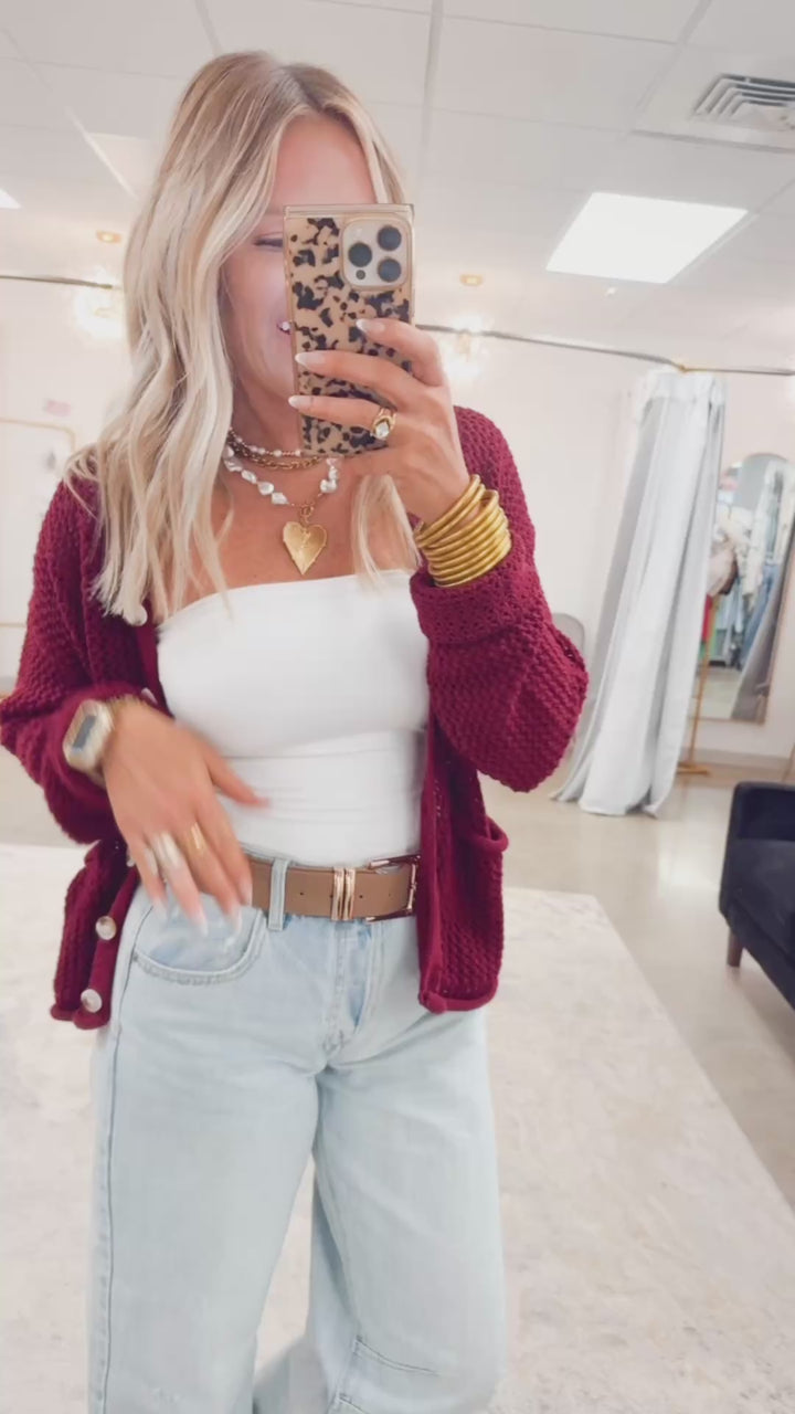 Everloft Sweater Cardigan-Wine