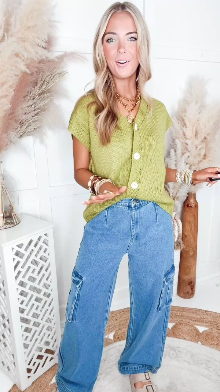 The Willa Sweater Vest-Chartreuse