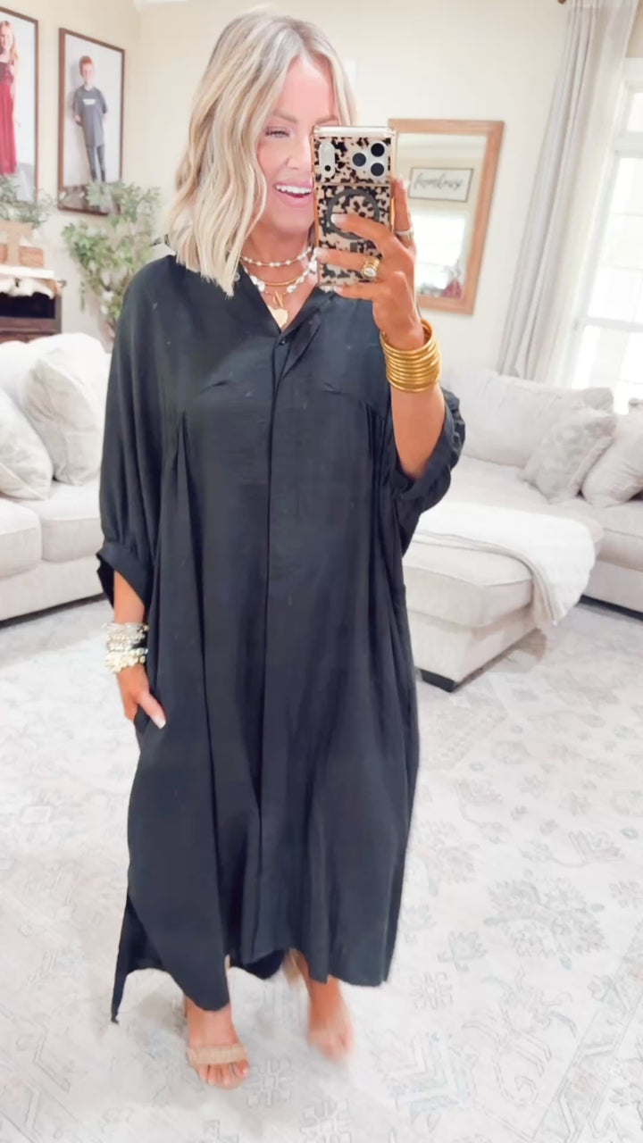 The Haven High-Low Shirt Dress-Black