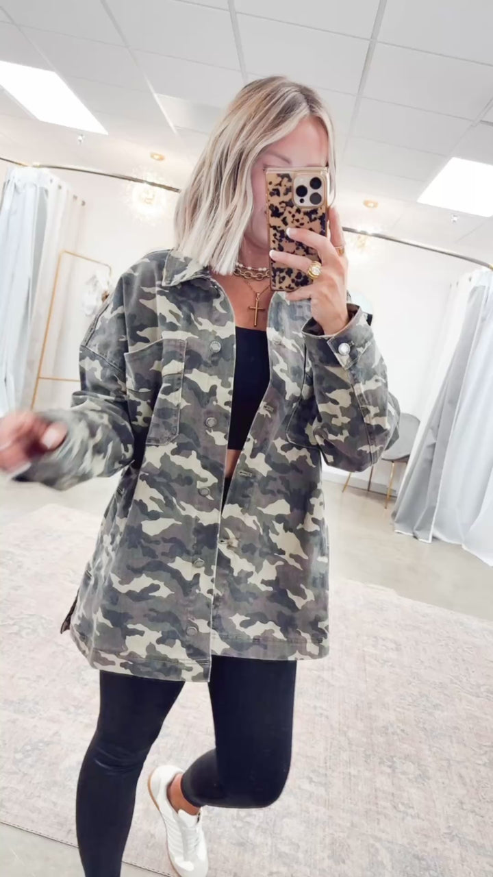 Oversized Camo Boyfriend Jacket
