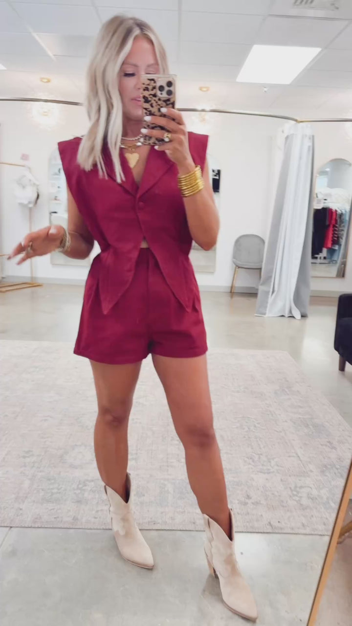 Jagger Denim Romper-Maroon