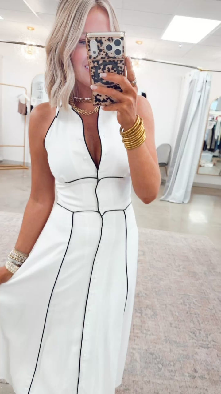 The Margaux Piped Midi Dress