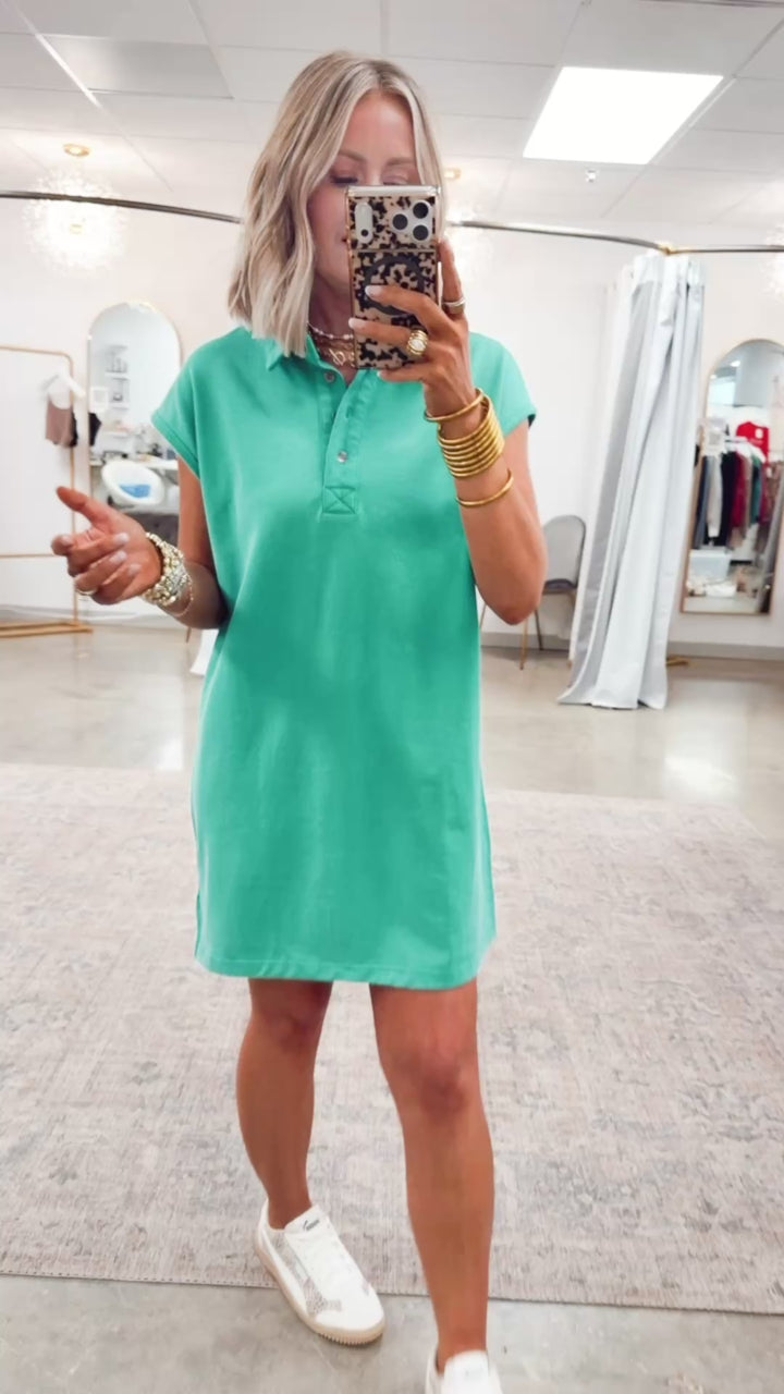 Relaxed Fit Shirt Dress-Green
