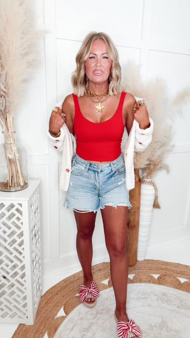 V Neck Yoga Top-Red