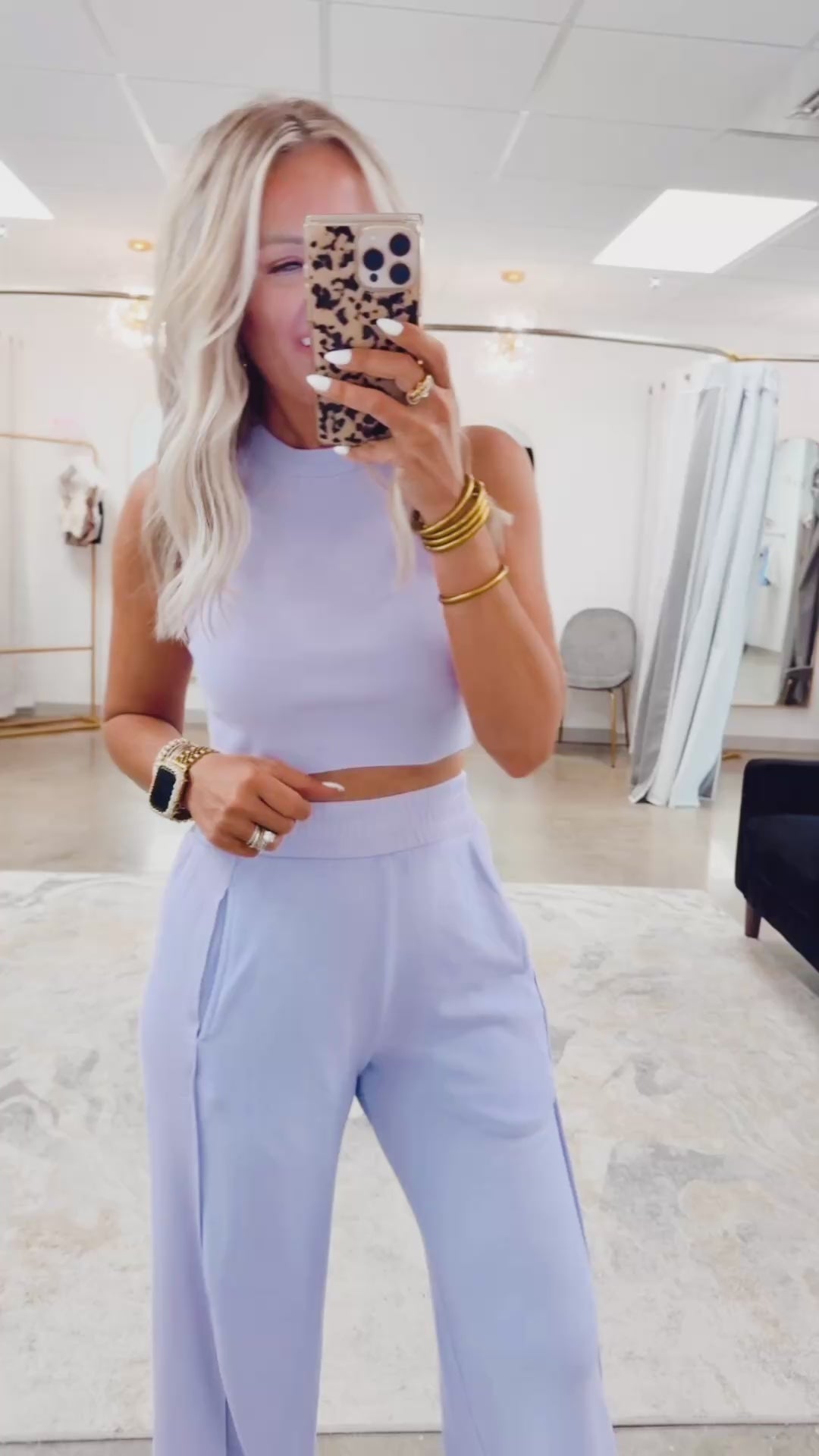 Harlow Halter Neck Crop Top & Pants Set-Lavender