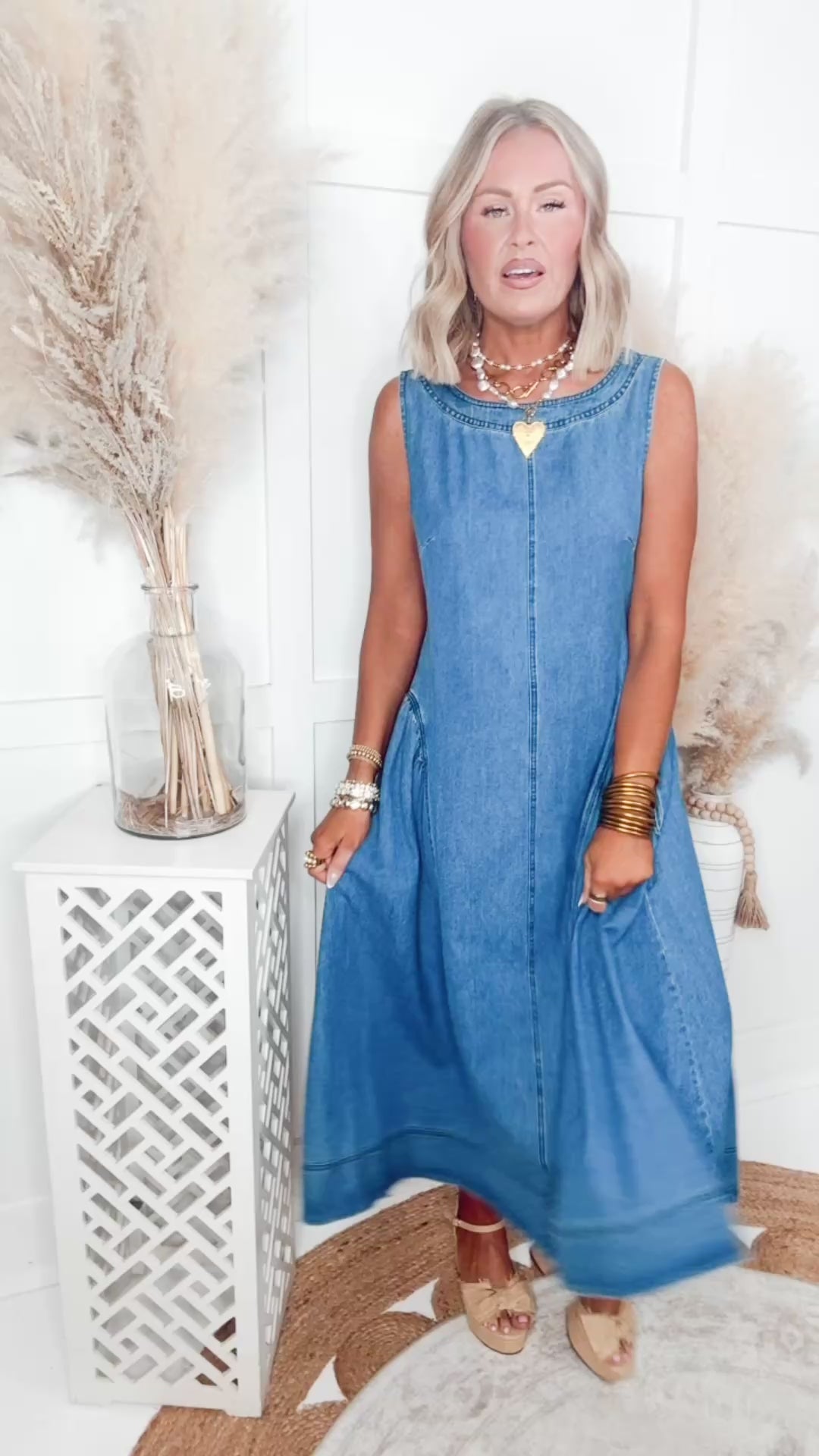 The Greer Denim Midi Dress