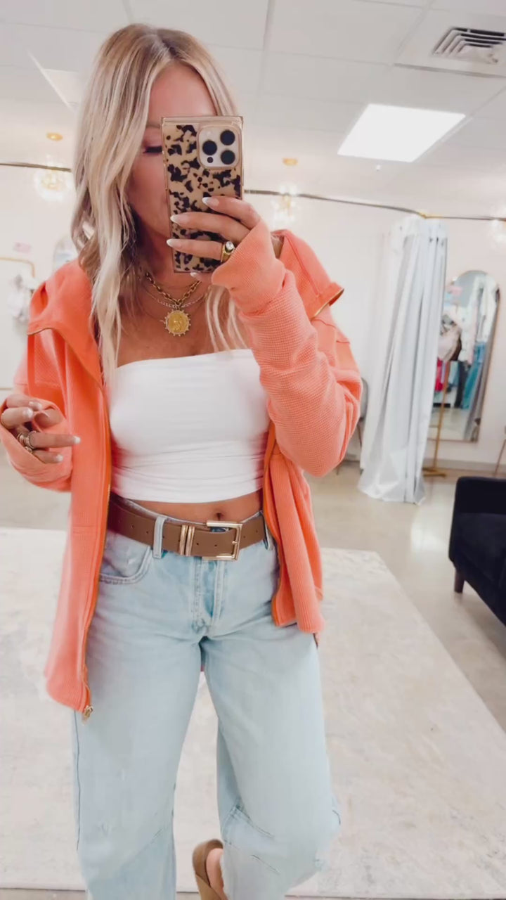 Relaxed Waffle Knit Jacket