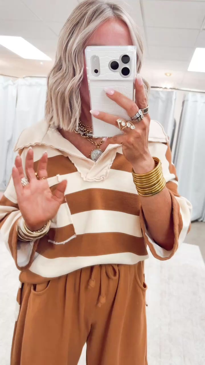 The Varsity Stripe Top-Terra/Beige