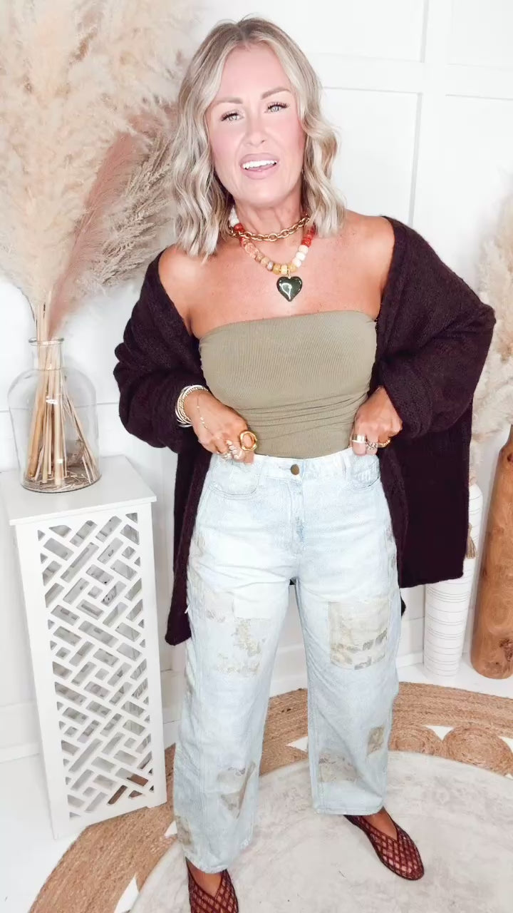 The Lola Ruched Tube Top-Dk Olive