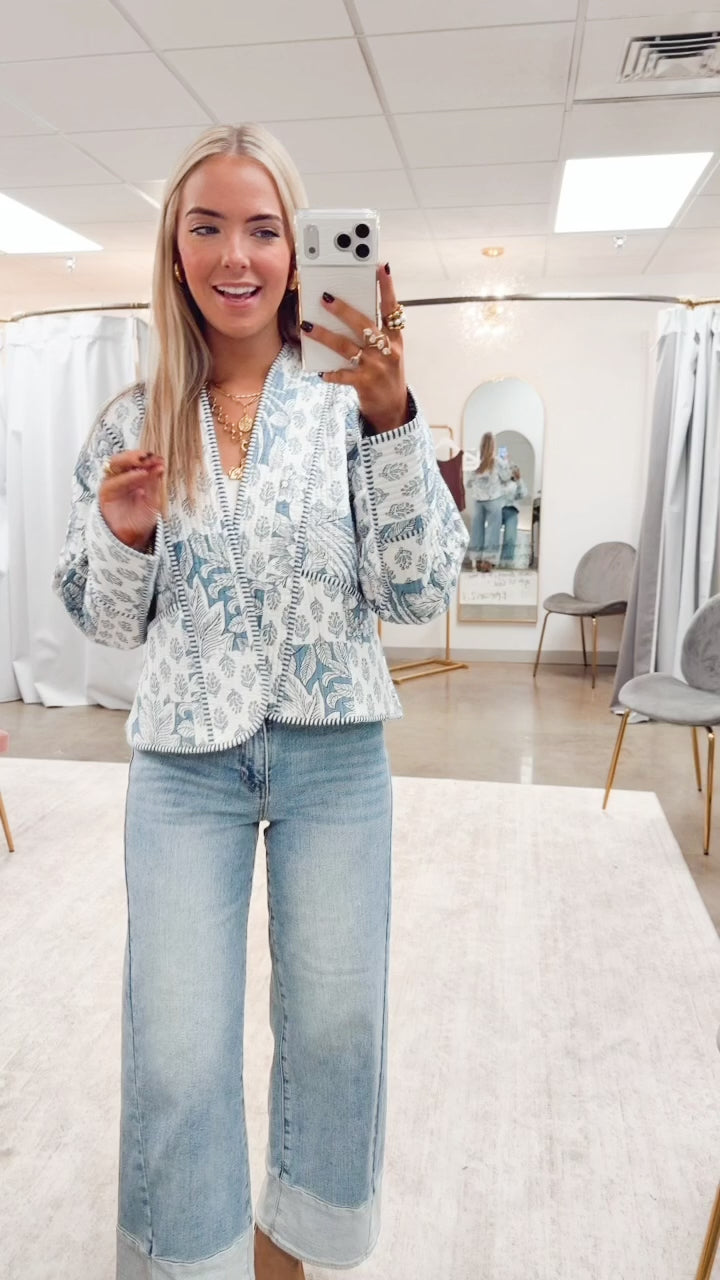The Pippa Quilted Jacket-Blue Multi