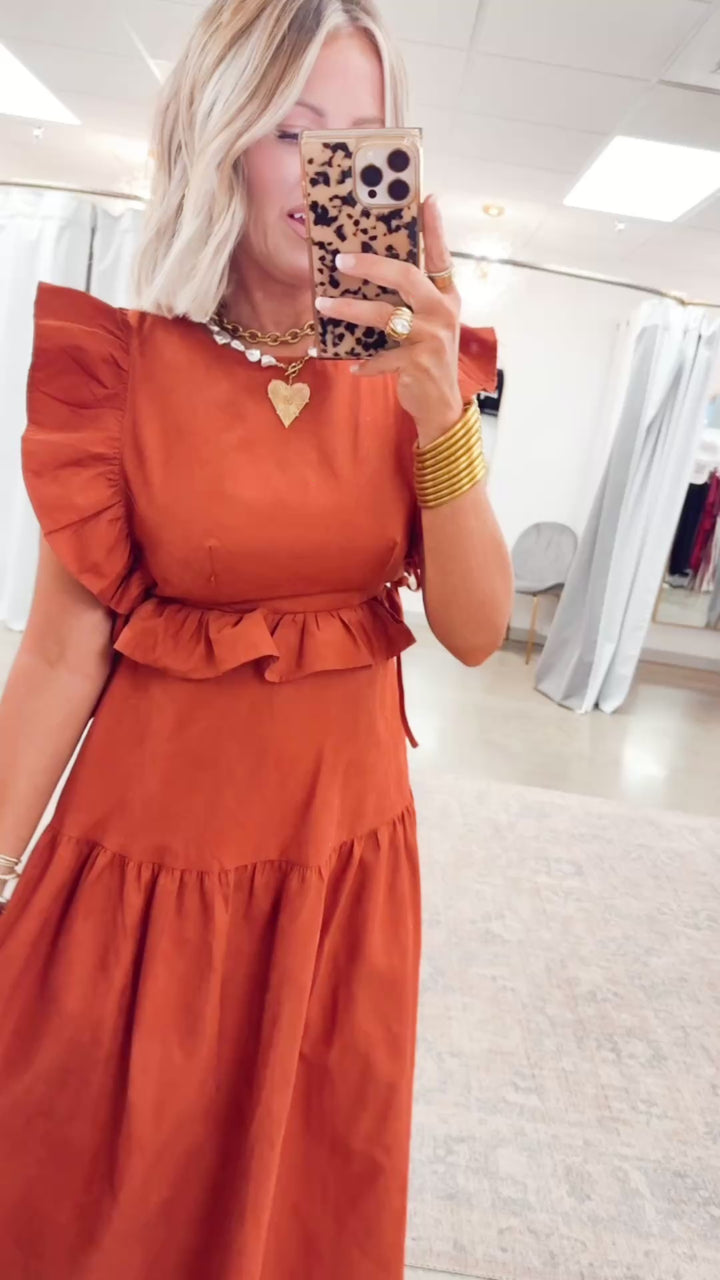 Vivienne Backless Dress-Rust