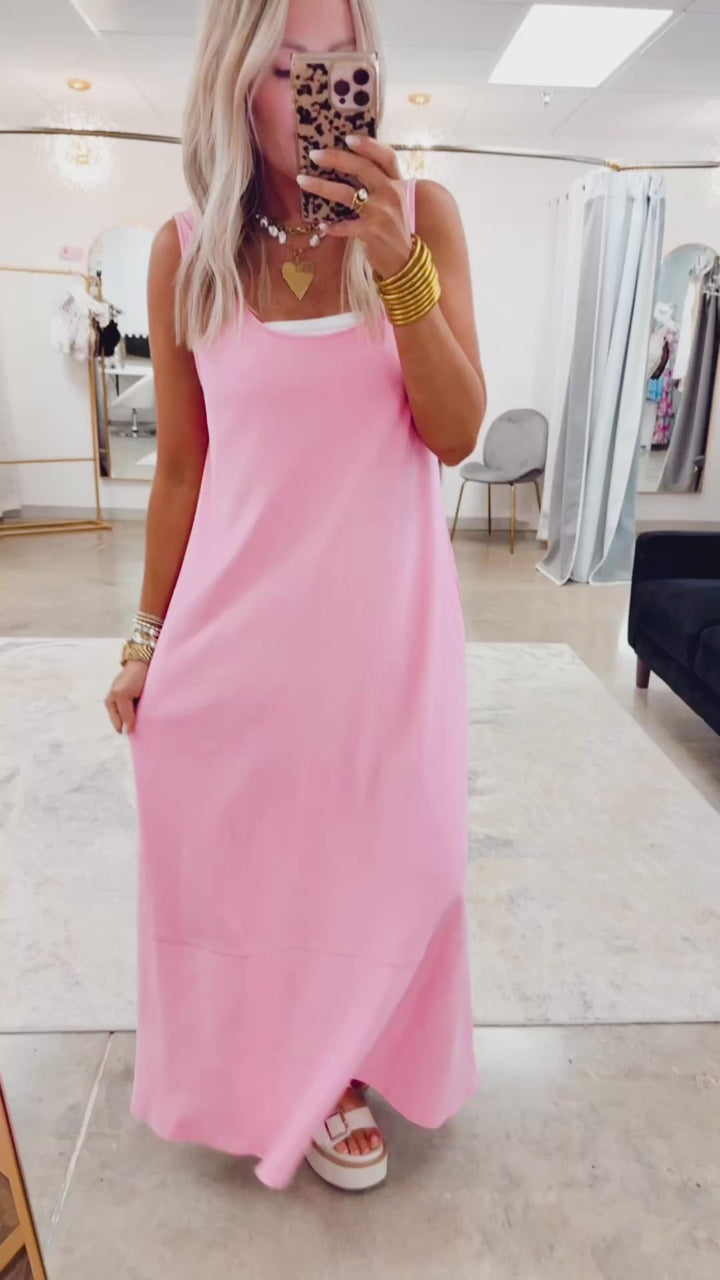Seabrook Backless Midi Dress-Pink