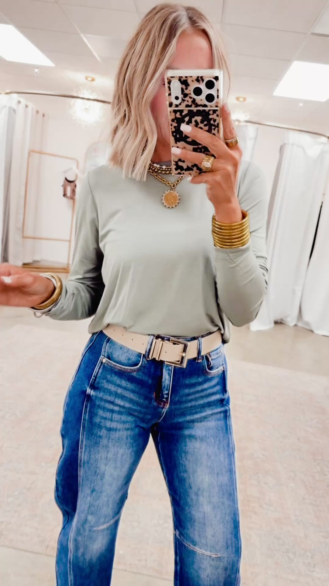 Vale Essential Long Sleeve Top-Green Pea