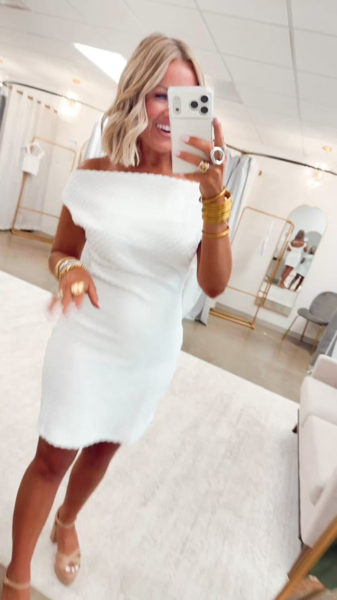 The Couture Cowl Neck Mini Dress-Off White