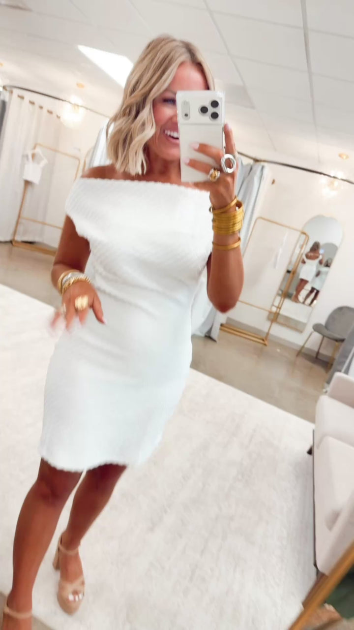 The Couture Cowl Neck Mini Dress-Off White