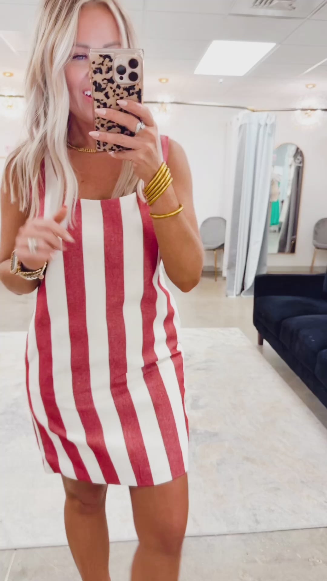 Sunset Stripe Dress-Red