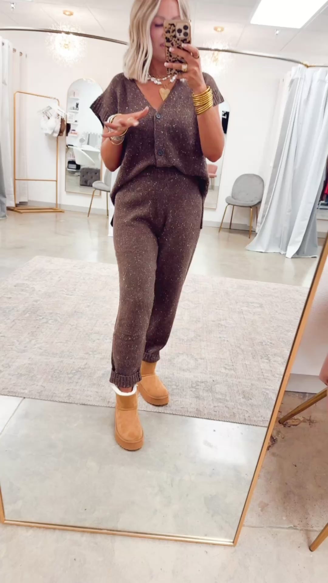 Channing Oversized Sweater Vest & Pants-Chocolate