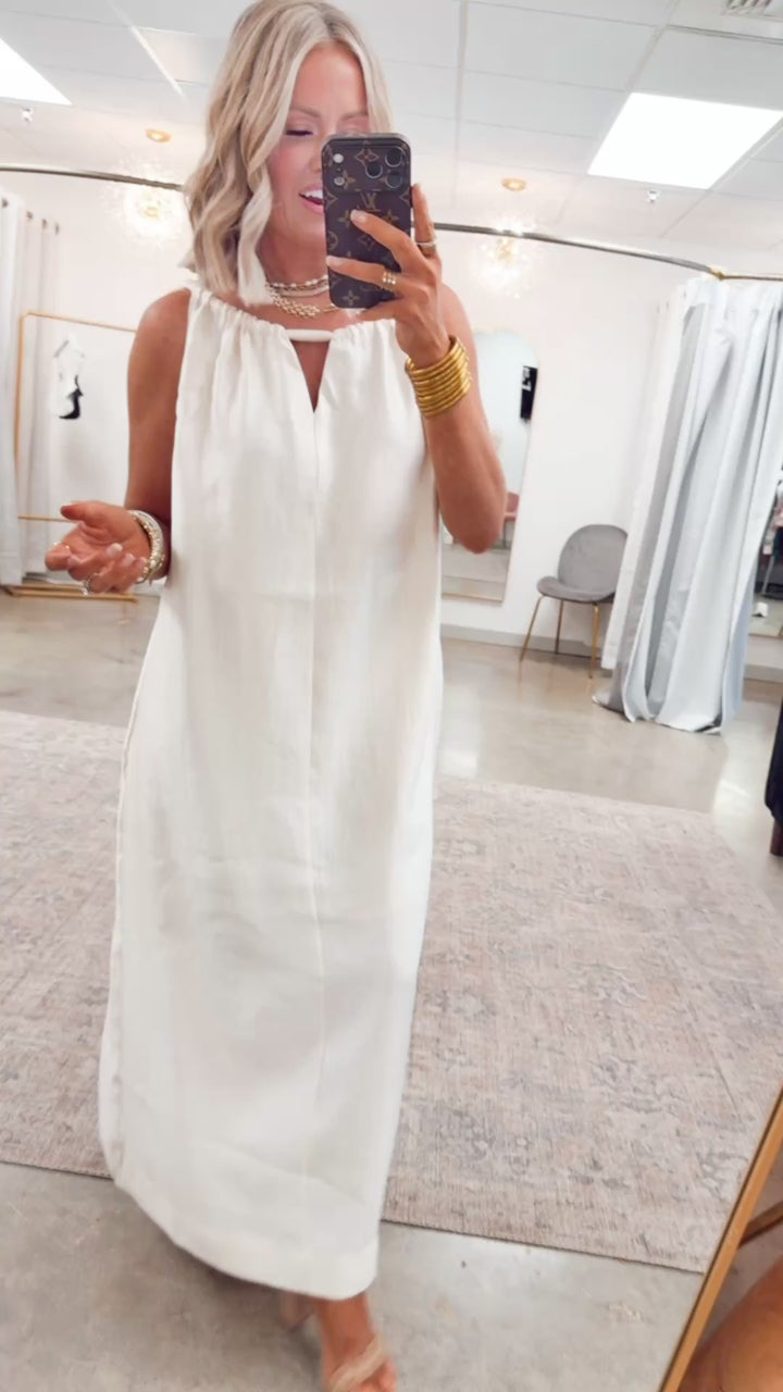 Halter Tie Back Dress-Ivory