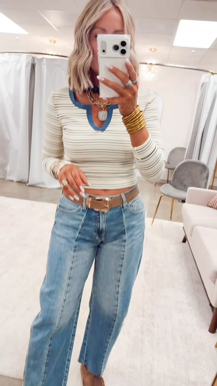 The Pretty in Stripes Top-Cream