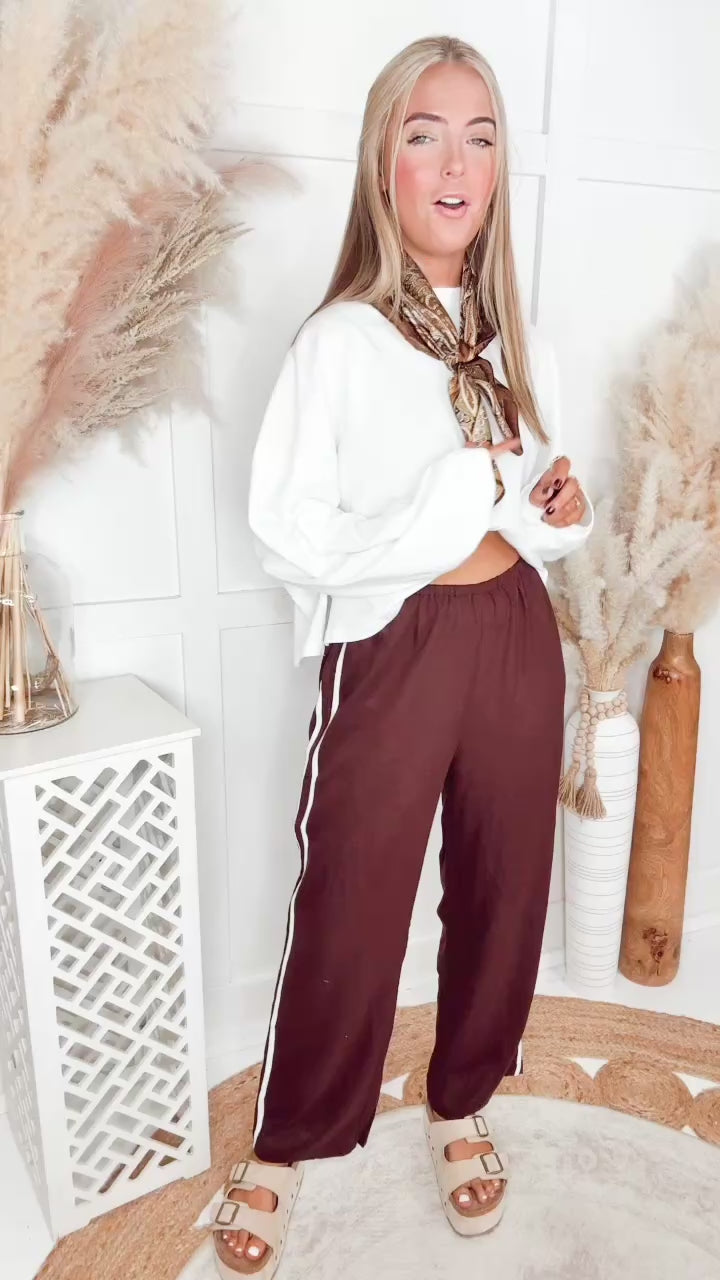 The Gigi Stripe Pants-Espresso