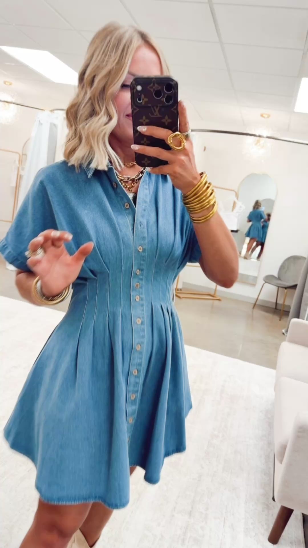 The Uptown Denim Mini Dress