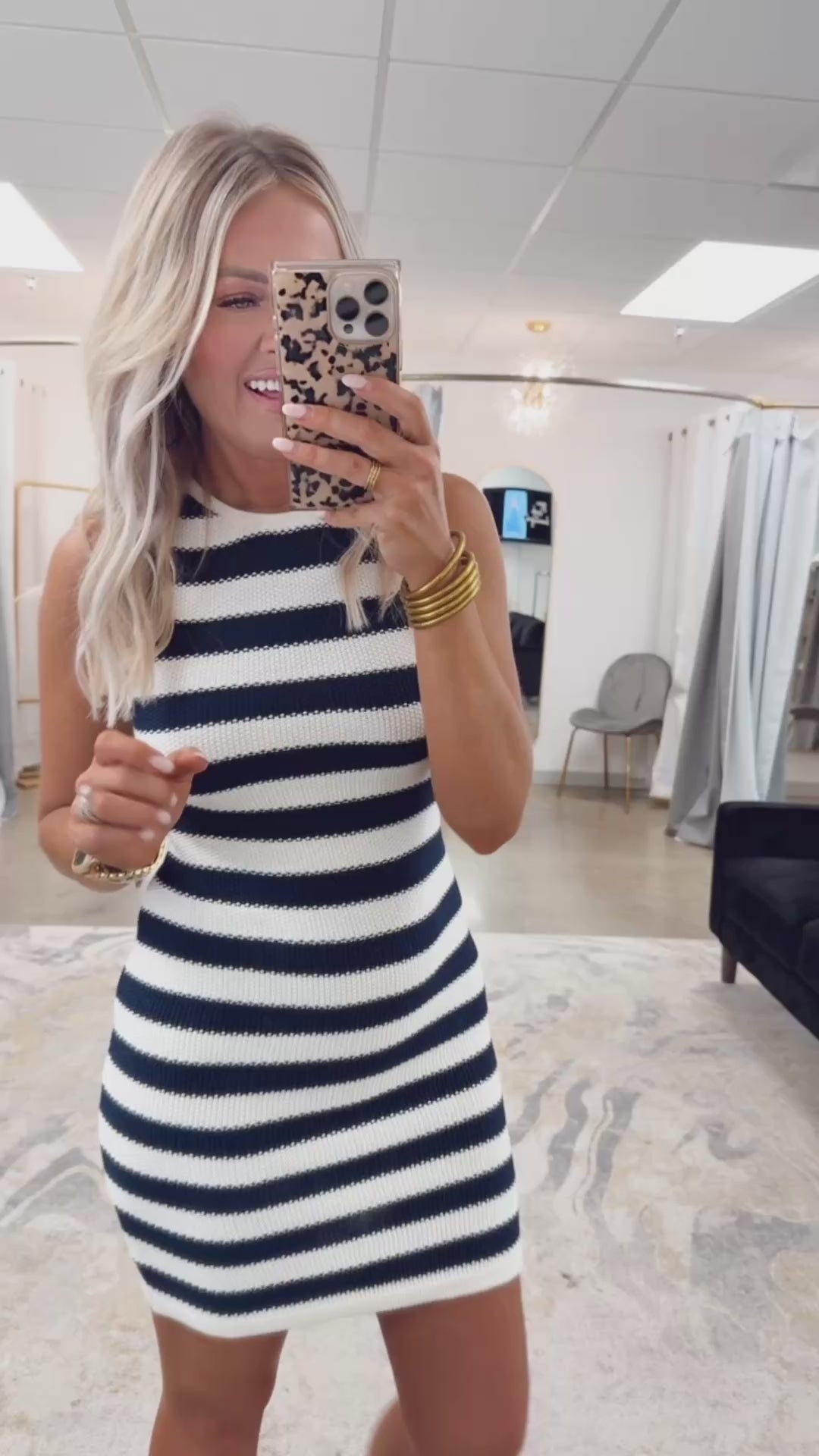 Bay Breeze Bodycon Mini Dress-Navy/Cream