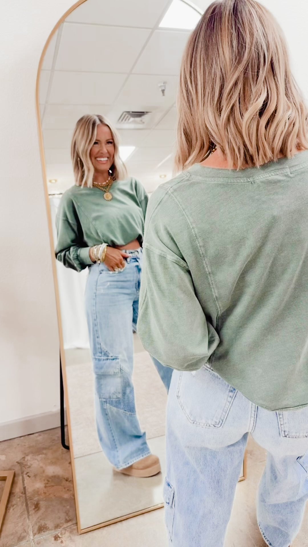 Claire Long Sleeve Top-Regency Green