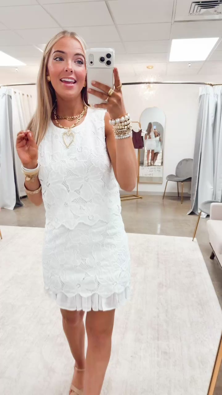 The Lace Reverie Mini Dress-White