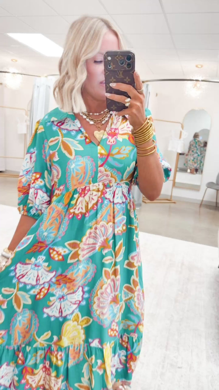 The Vespera Paisley Midi Dress