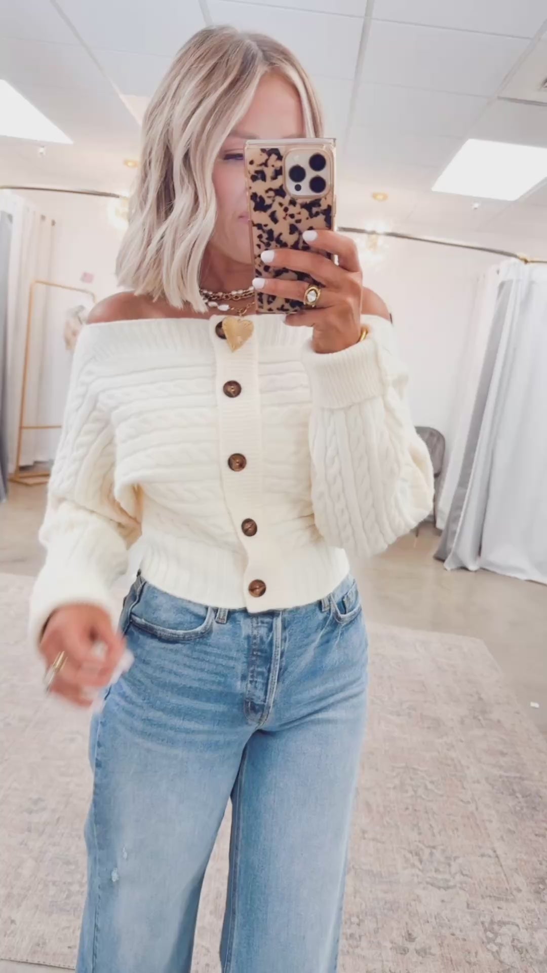 Off Shoulder Sweater Top-Ivory