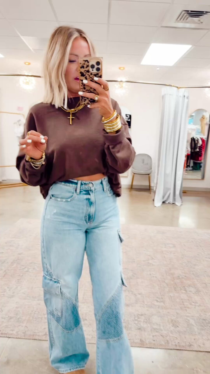 Lucy Bubble Hem Top-Chocolate