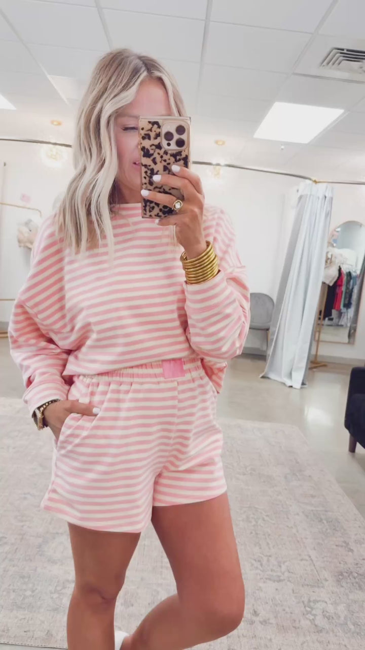 Milan Stripe Set-Pink/Cream