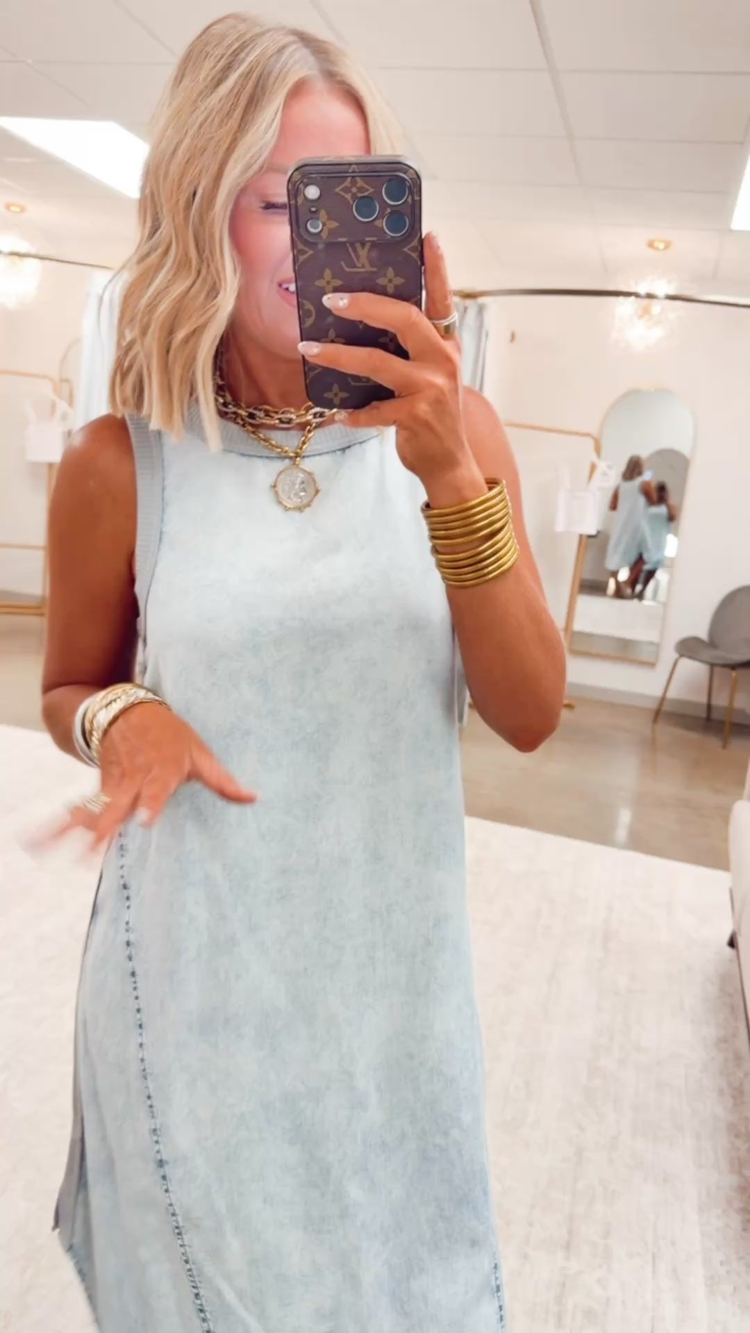 The City Walk Denim Midi Dress