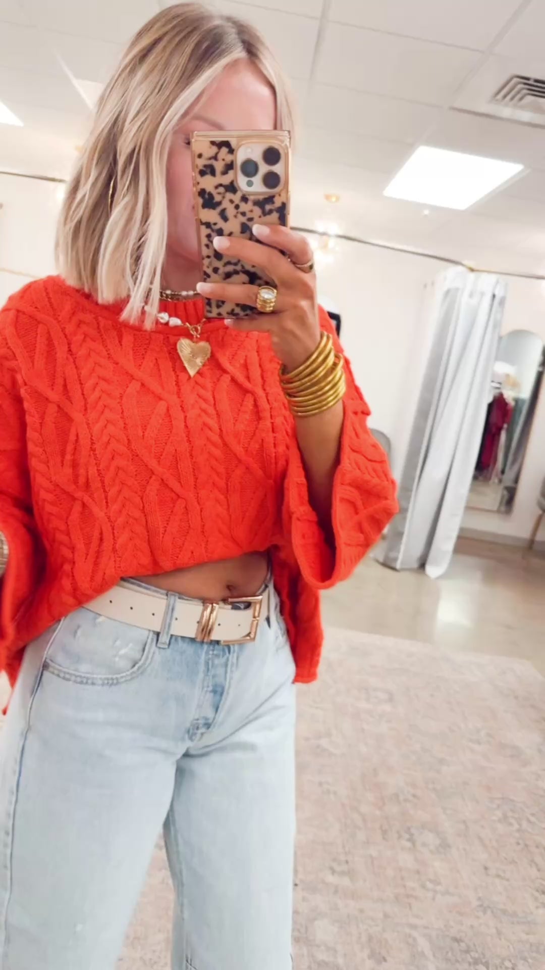Winter Washed Sweater-Hot Coral
