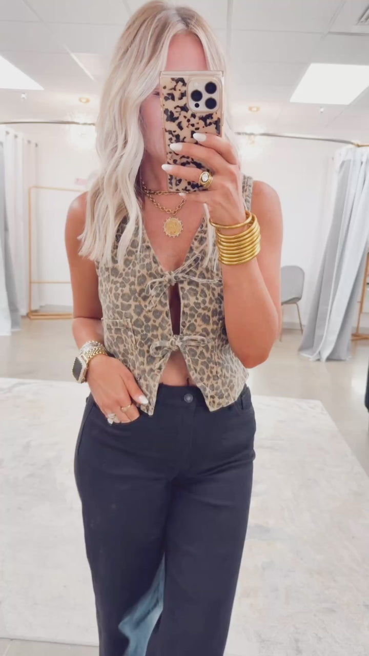 Rebel Rodeo Tie Vest-Leopard