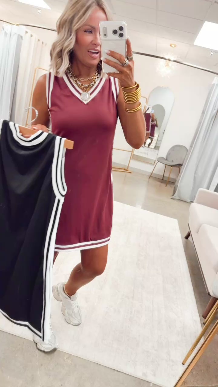 The Sideline Tunic Biker Set-Maroon