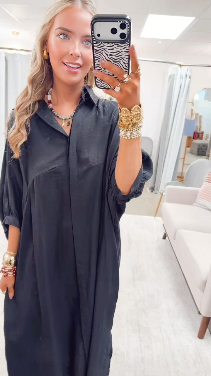 The Haven High-Low Shirt Dress-Black
