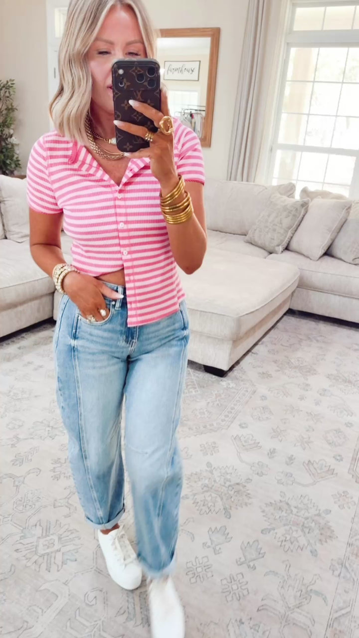 Piper Stripe Top-Pink