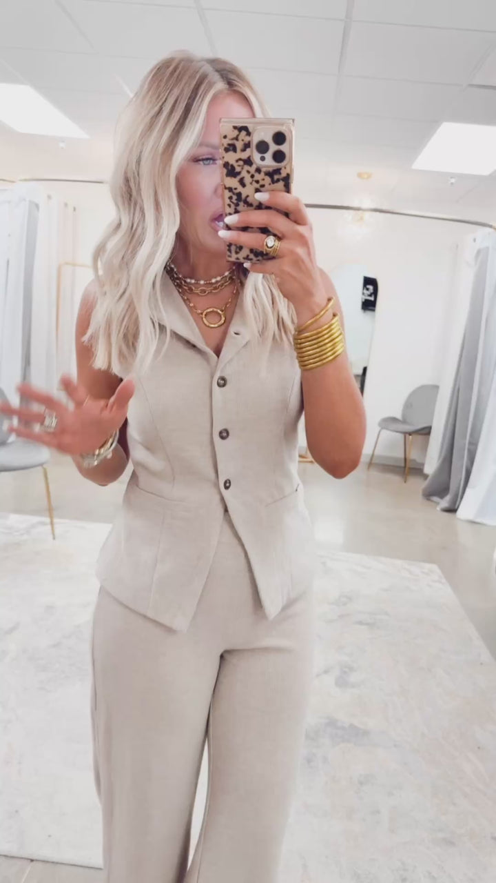 Arden Vest & Pant Set- Taupe