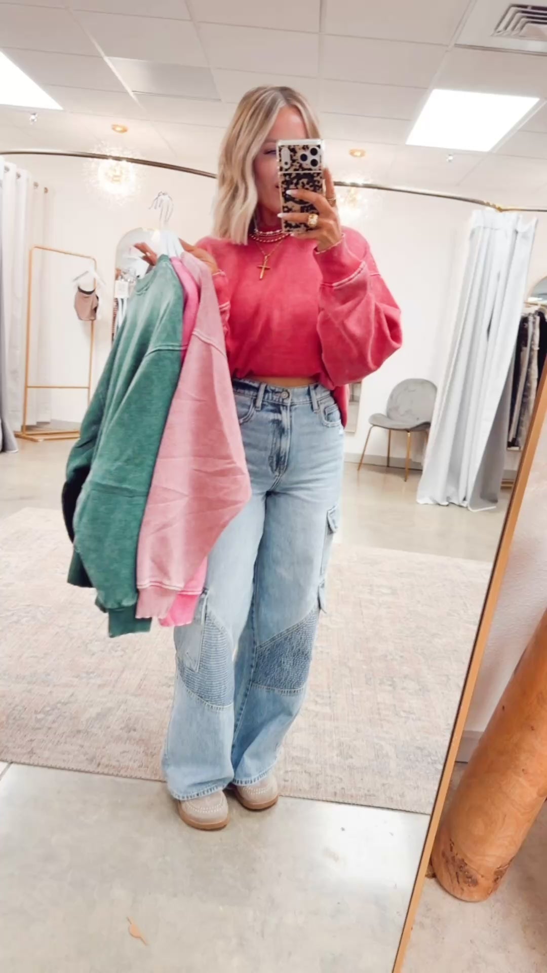 Plush Oversized Sweatshirt -Dark Green