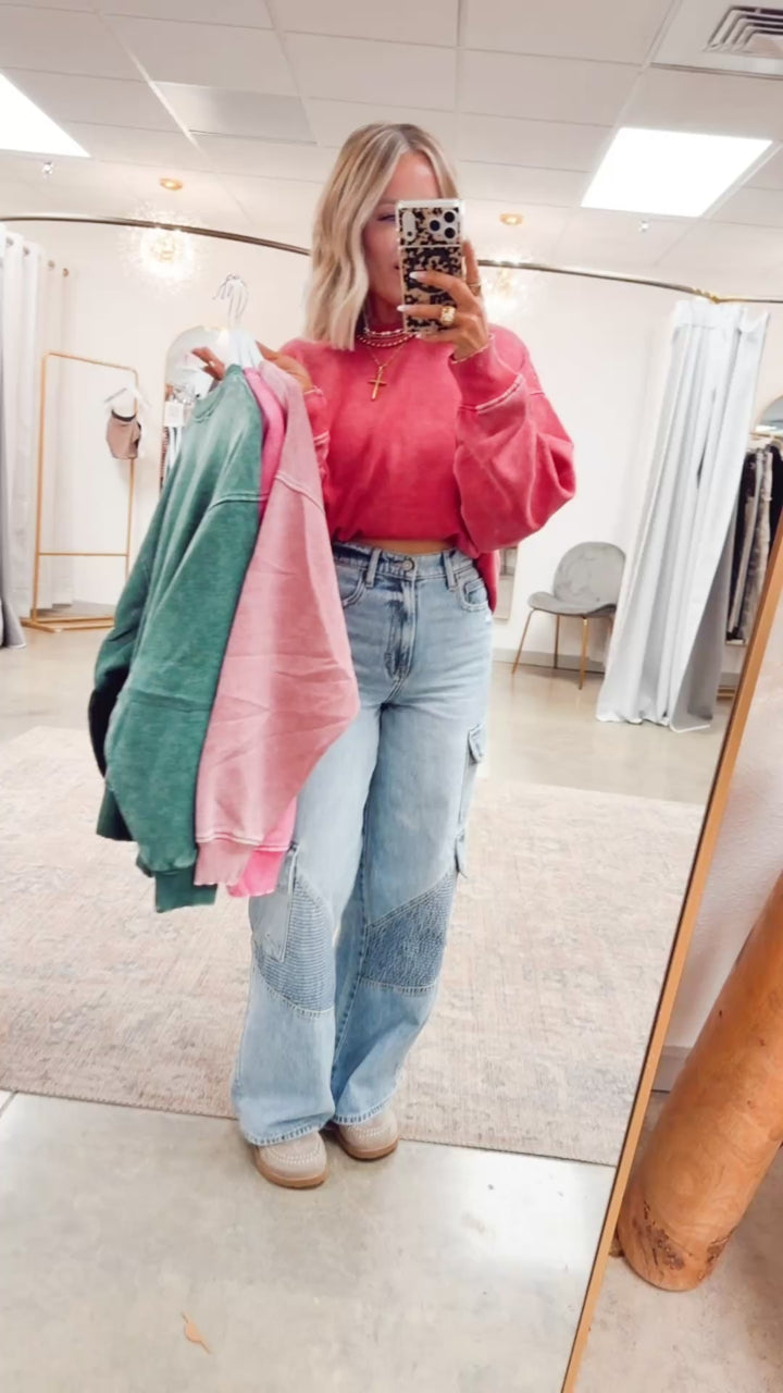 Plush Oversized Sweatshirt -Dark Green